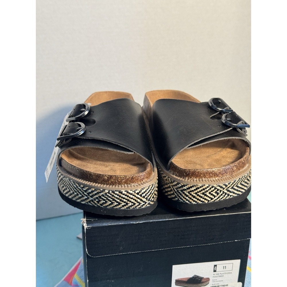 NOBO Black Leather Slide Sandal with Woven Platform - Picture 5 of 8